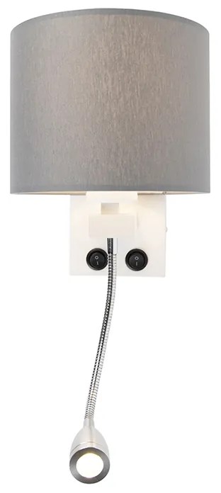 Lampa de perete moderna alba cu abajur gri - Brescia