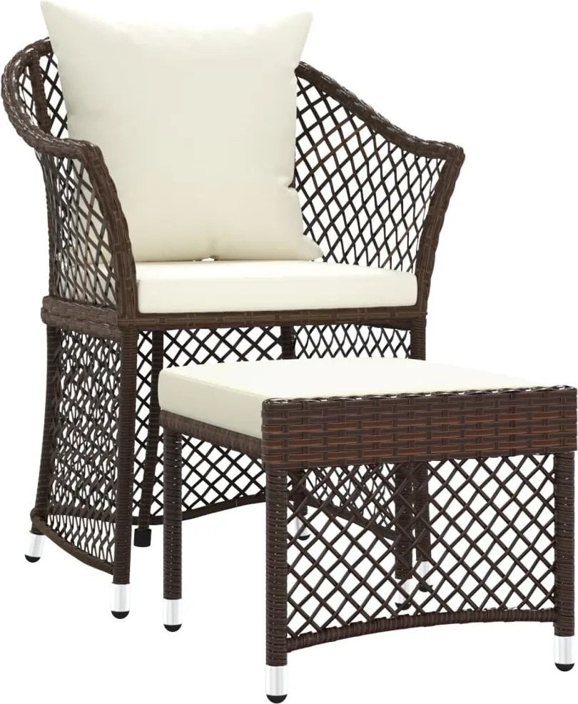 vidaXL Set șezlong de grădină cu perne, 2 piese, maro, poliratan