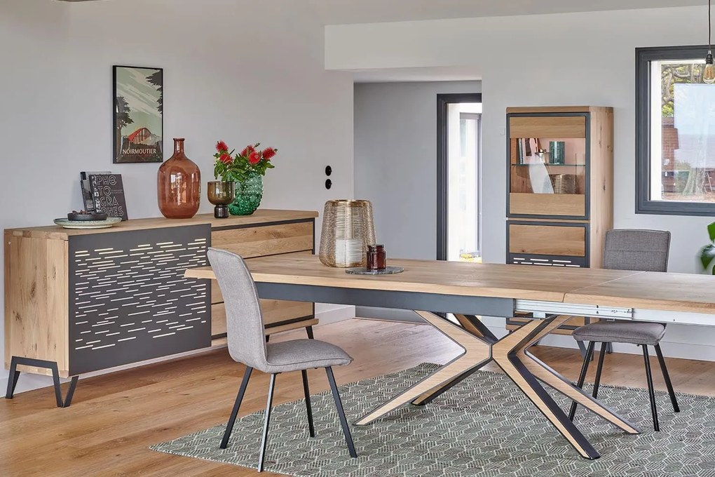 Comodă stejar masiv Edge Multiple Dimensiuni - 225 x 50 x 94 cm, Tabac