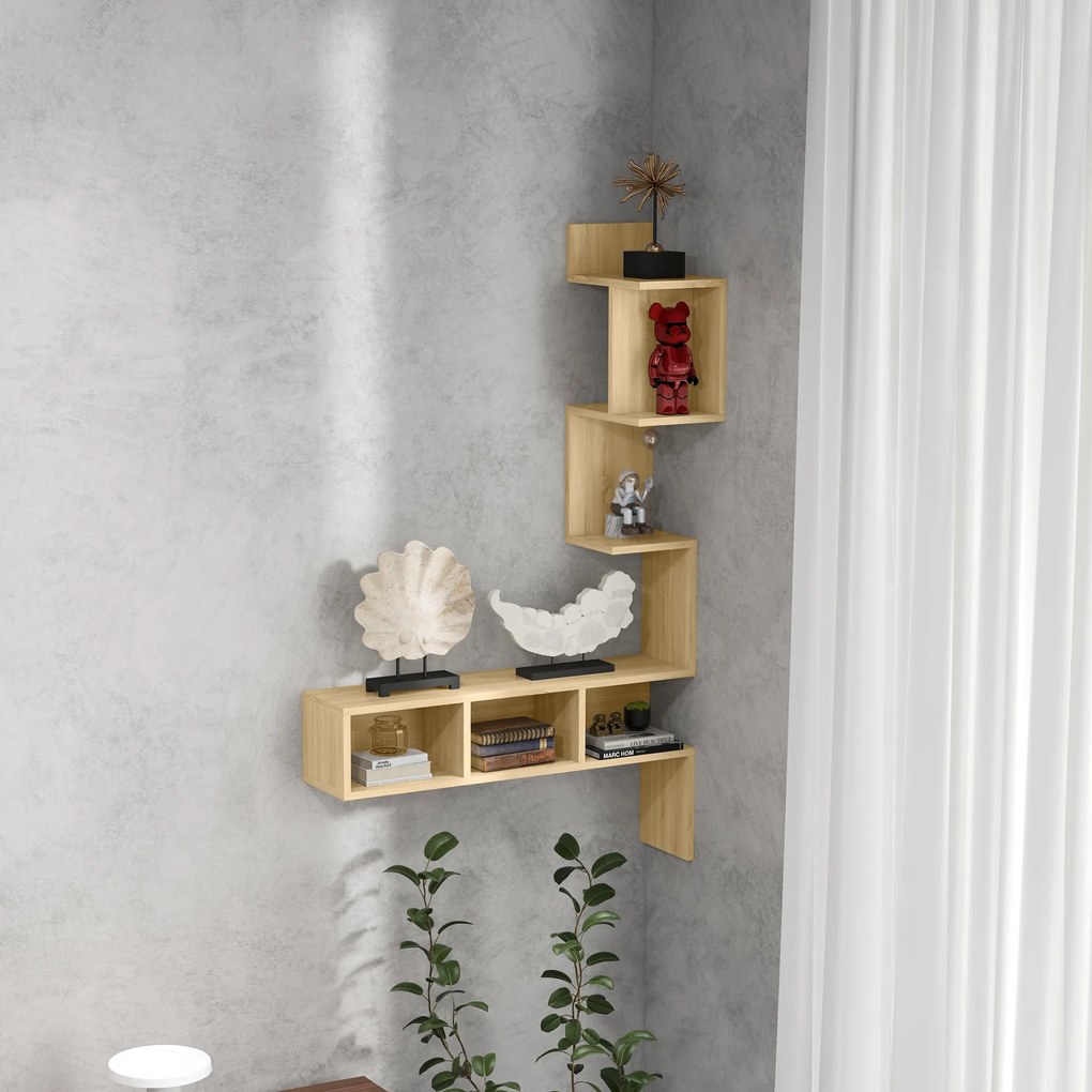 Raft de depozitare HOMCOM MDF cu rafturi deschise pentru sufragerie si dormitor, 80x20x128,5 cm, de culoare stejar