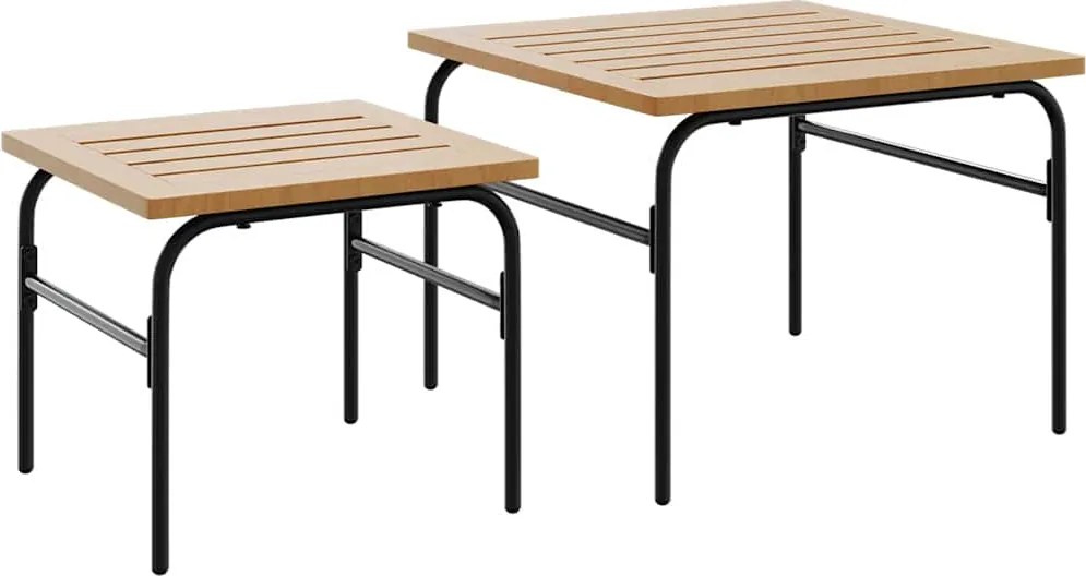 vidaXL Măsuțe de cafea suprapuse de grădină 2 buc. maro și negru, oțel