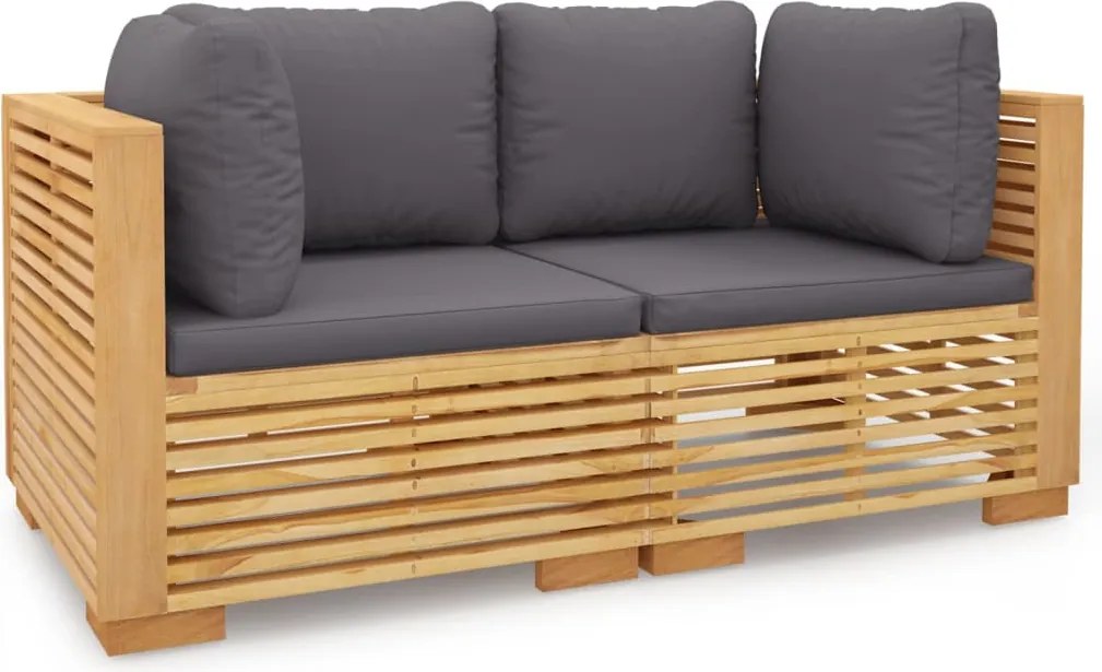 vidaXL Canapele de colț de grădină cu perne 2 buc. lemn masiv de tec