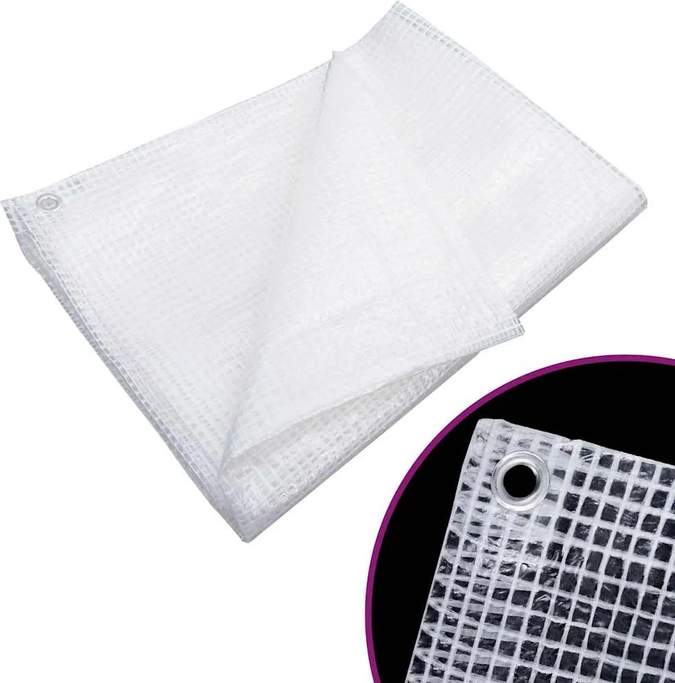 vidaXL Prelată Leno, alb, 6x8 m, 140 g/m²