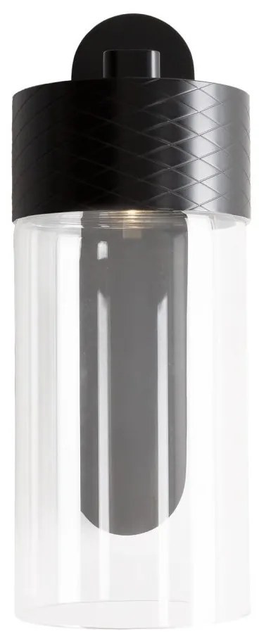 Aplica de perete LED metal negru si sticla Fusion