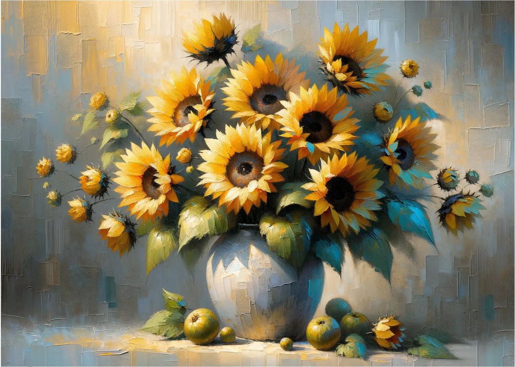 Tablou pe sticlă – Vază cu floarea-soarelui (70x50 cm)
