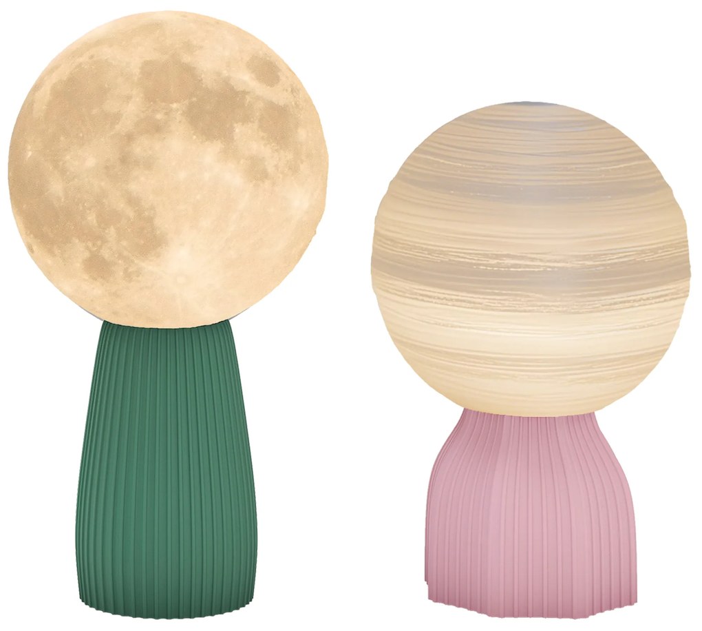 Set de lămpi de birou HOMCOM în stil planetar, tricolor, USB, material plastic, Alb | Aosom Romania
