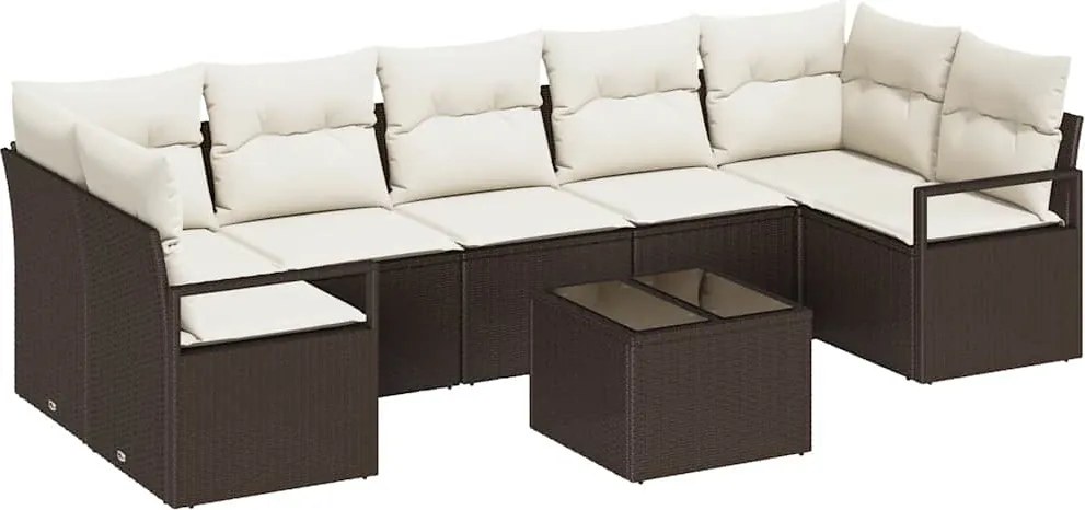 vidaXL Set de canapea 8 pcs Maro și Crem poliratan