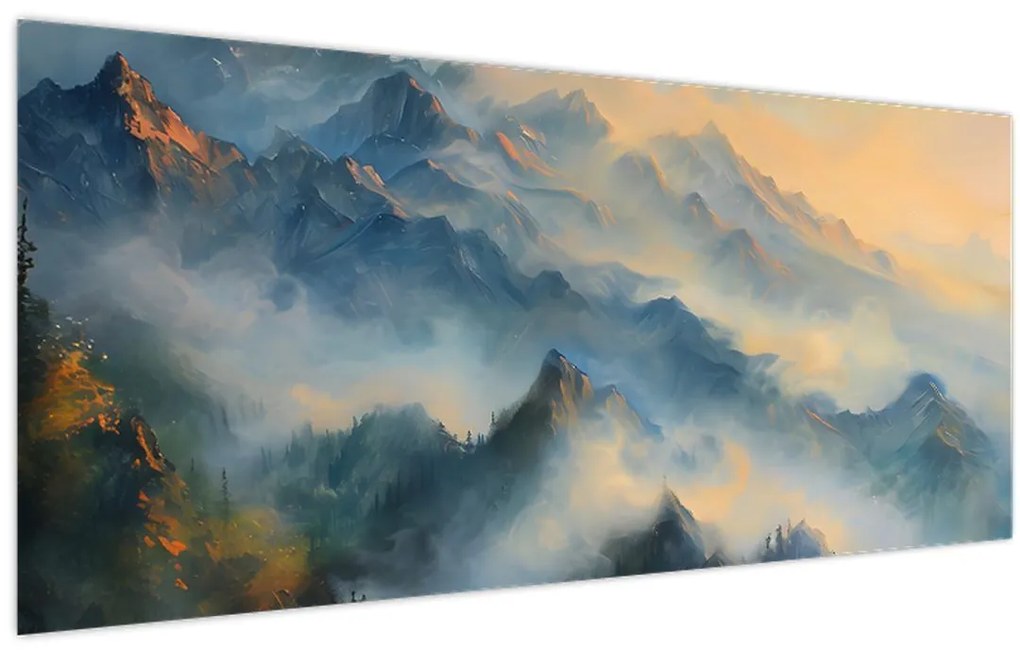 Tablou - Peisaj montan pictat (120x50 cm)