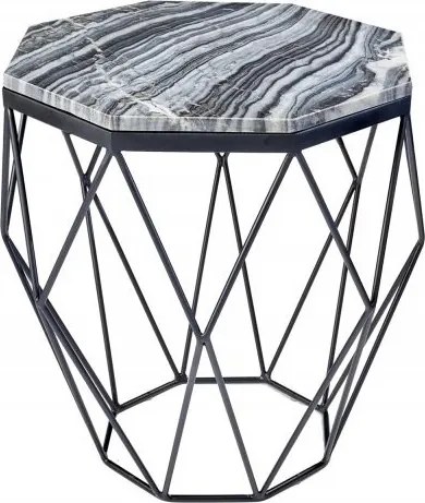 Masuta laterala design minimalist Diamond 50cm, marmura gri