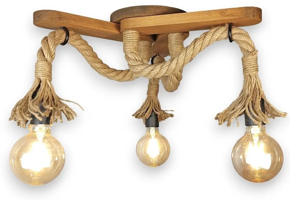 Plafoniera rustica fabricata manual din lemn ANCONA 3L
