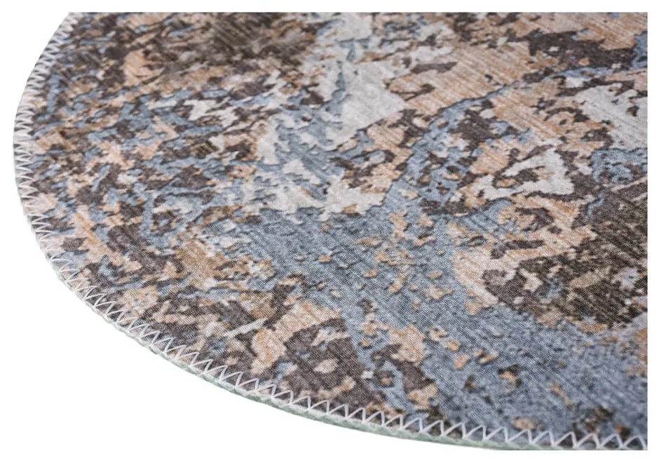 Covor albastru deschis/maro deschis lavabil rotund ø 80 cm Sandstorm – Vitaus