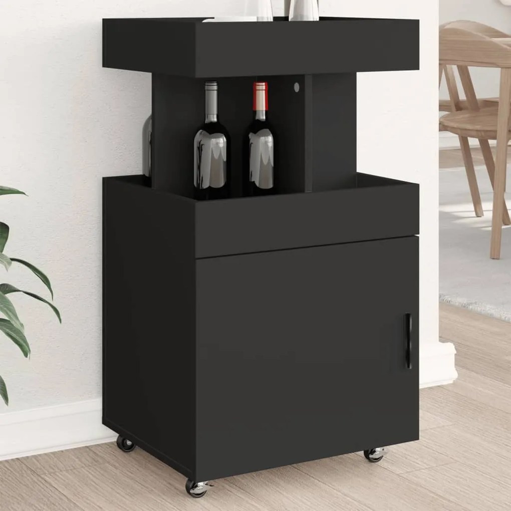 848263 vidaXL Cărucior de bar, negru, 50x41x89 cm, lemn prelucrat