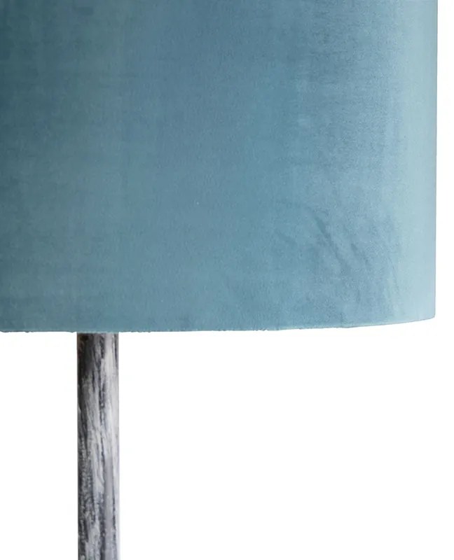 Lampă de podea cu abajur din catifea gri antic, albastru, 40 cm - Simplo
