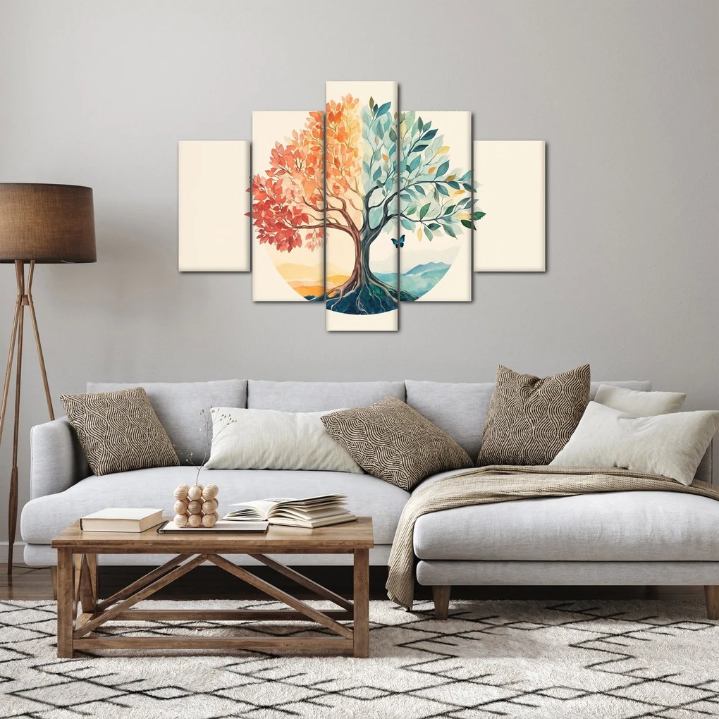 Tablou – Arbore dual cu fluture (150x105 cm)