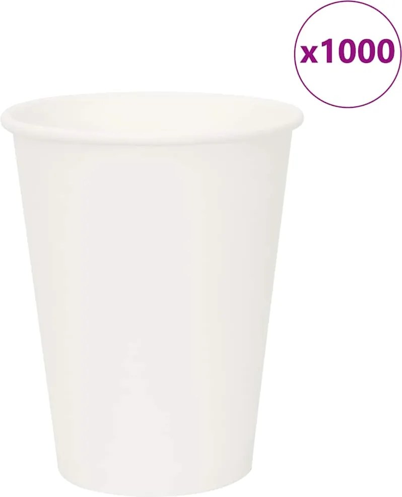 vidaXL Cești de cafea din hârtie 1000 buc 12 oz 300 ml alb