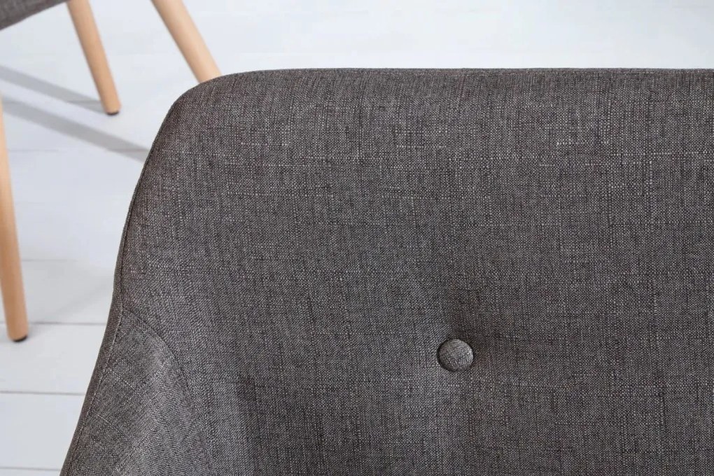 Bancheta tapitata cu brate si picioare din lemn Scandinavia, gri inchis A-37926 VC