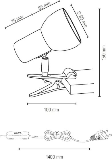 Spot-Light - Lampă cu clemă SVENDA 1xE27/60W/230V stejar/negru