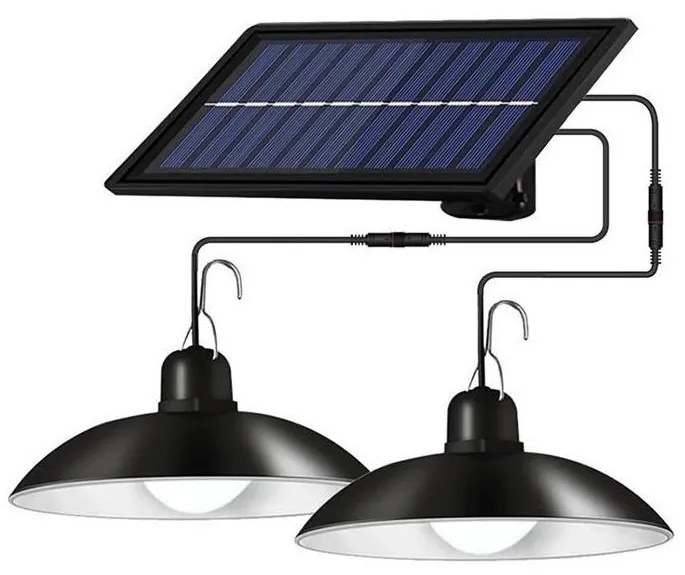 Lustra solară LED reglabilă pe cablu, 2xLED/1,8W/3,7V, IP44, 6500K, 2400 mAh + telecomandă