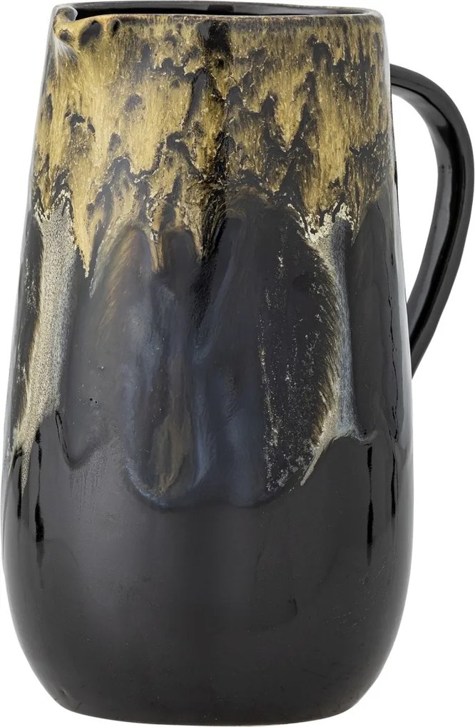 Carafă din ceramică cu finisaj artizanal în tonuri de negru, auriu și maro, 13×22,5 cm, „Wyatt"