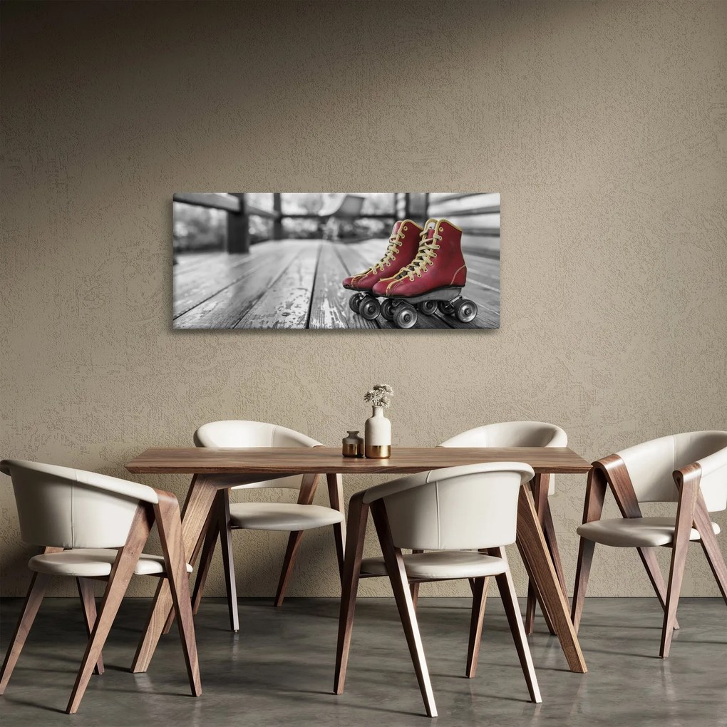Tablou cu pantofi cu role vechi roșii (120x50 cm)