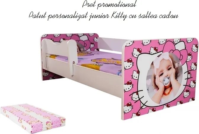 Pat junior personalizat Kitty cu saltea cadou