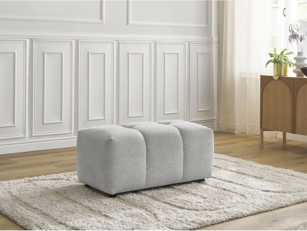 Taburet gri deschis cu tapițerie din chenille Roxelane – Bobochic Paris