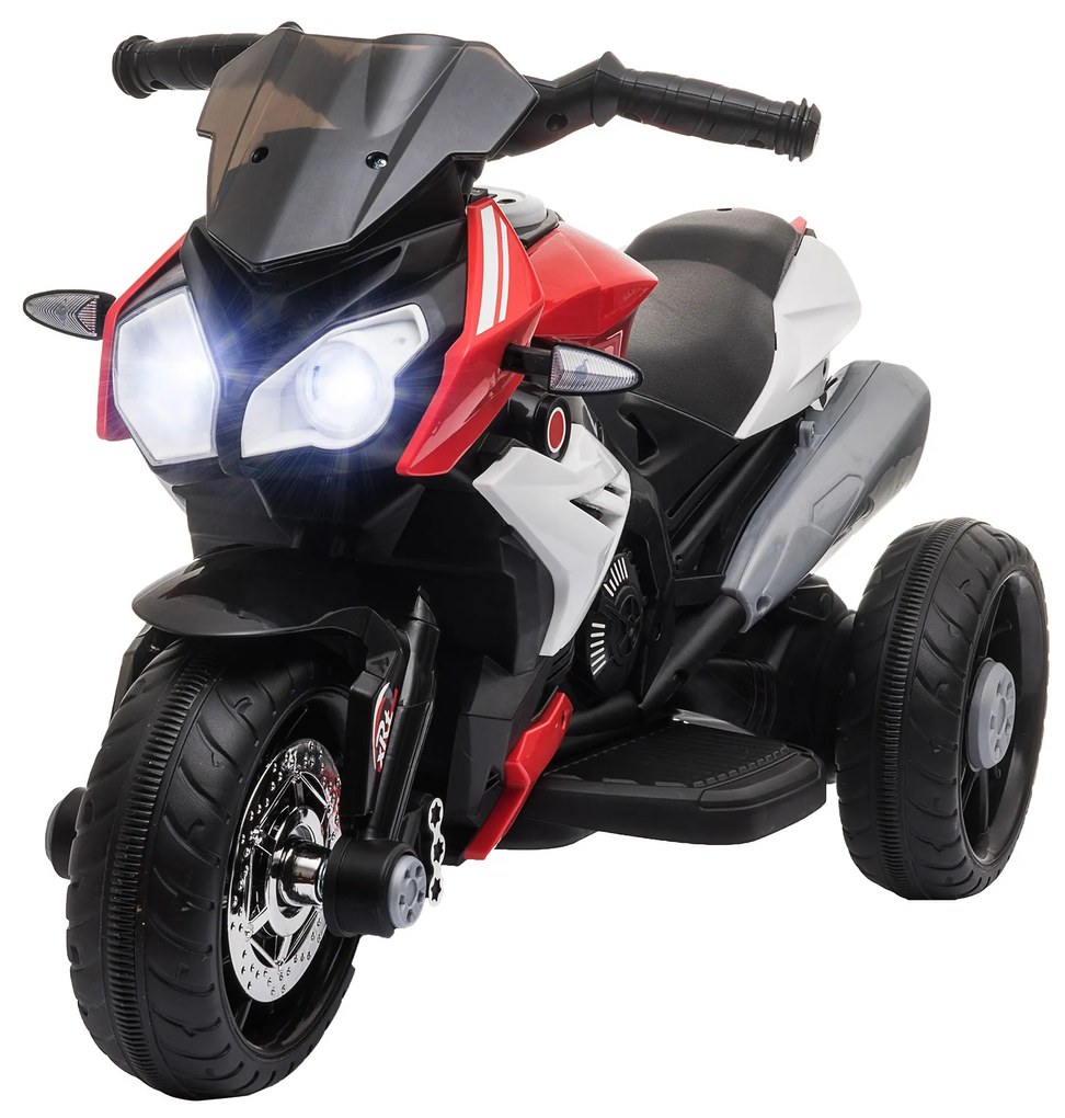 Motocicleta Electrica HOMCOM Copii 3-5 Ani cu Lumini Muzica Baterie 6V Negru Rosu | Aosom RO