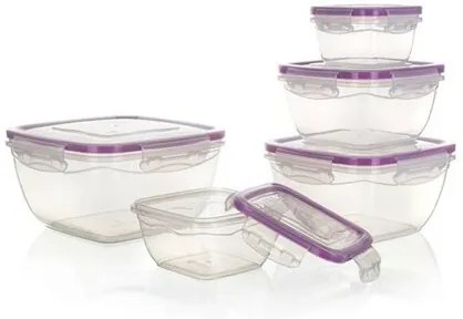 Set de doze din plastic Banquet, pentru alimente, 5 buc., violet