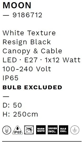 Lustra/Pendul modern iluminat exterior decorativ IP65 MOON D-50cm