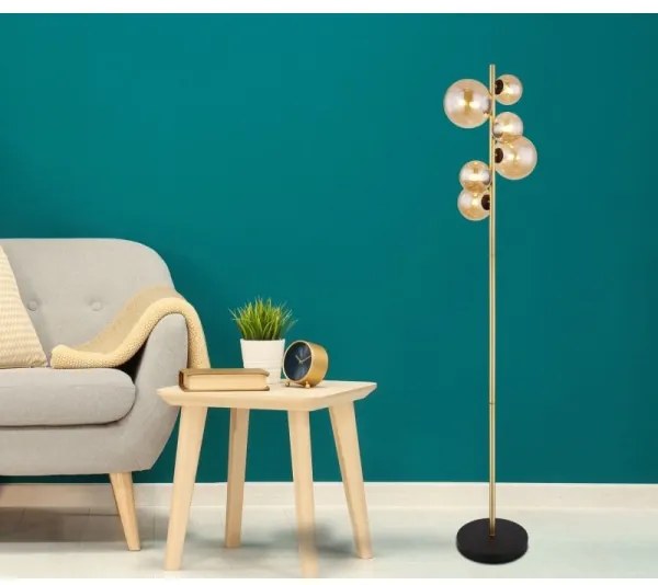 Lampadar LED RIHA 6xG9/3W/230V alamă Globo 56135-6S