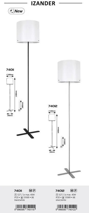 Lampadar, lampa de podea design modern Izander alb