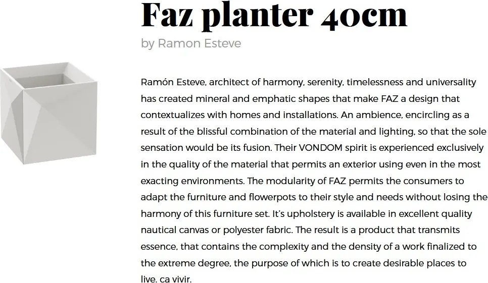 Ghiveci / Jardiniera plante design decorativ modern Faz CUBO PLANTER I