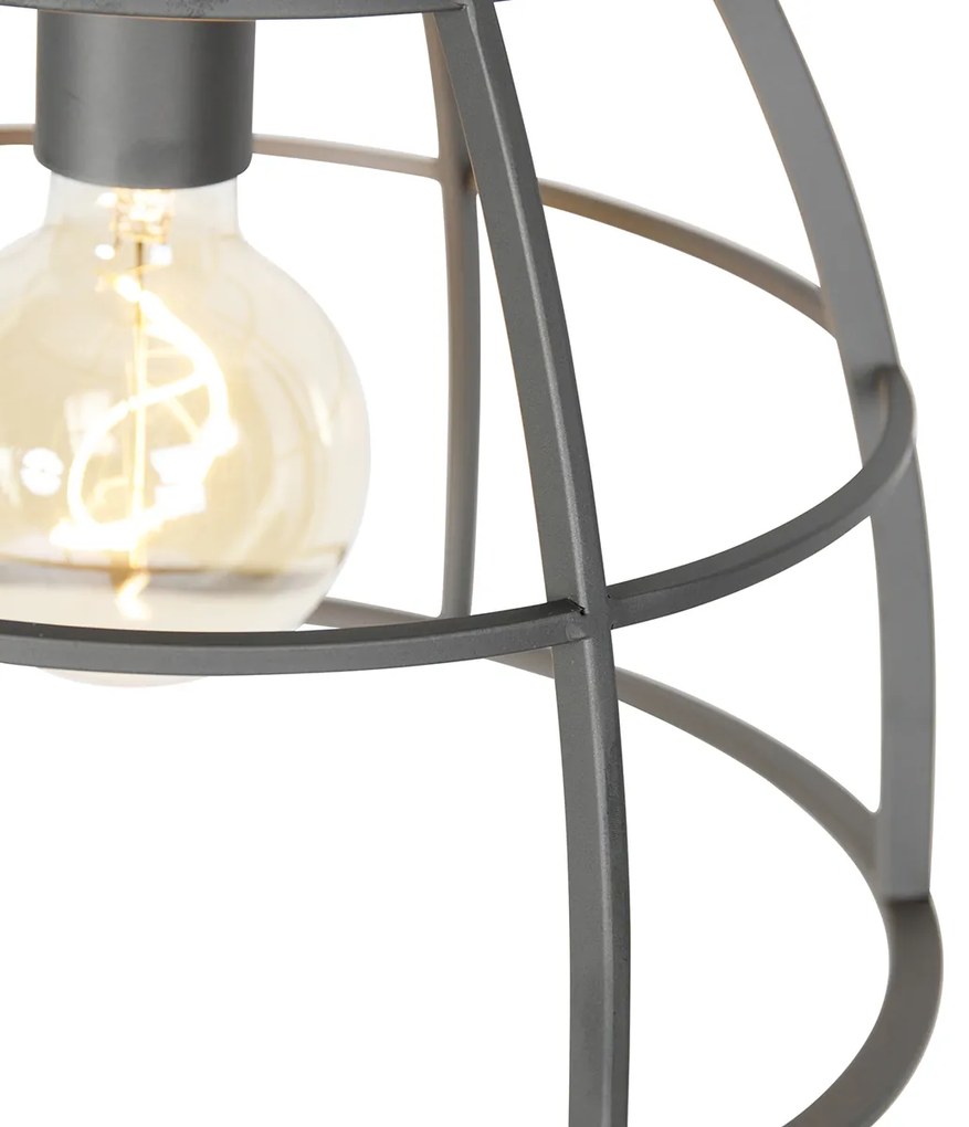 Lampă suspendată industrială gri închis cu lemn 34 cm - Arthur