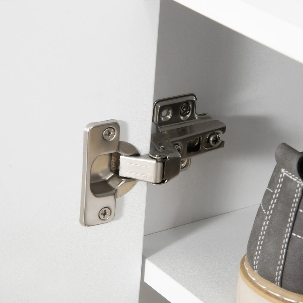 Dulap Pantofar Economie de spatiu din Lemn Alb cu Compartiment deschis, Dulap Pantofar Design pentru Intrare, 60x30x92cm HOMCOM | Aosom RO