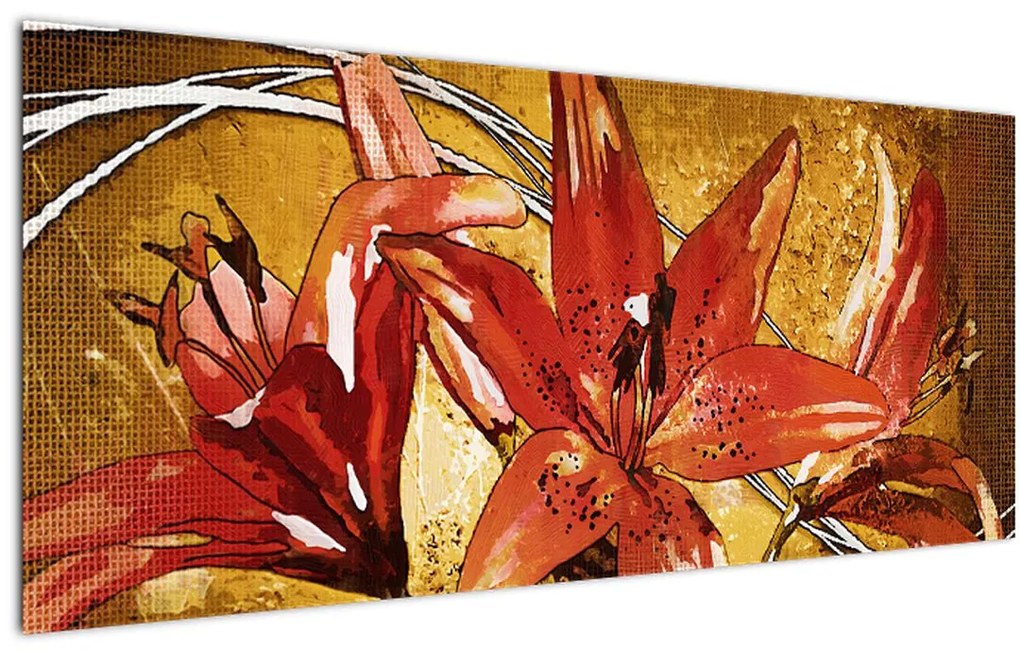 Tablou cu flori de crini (120x50 cm)
