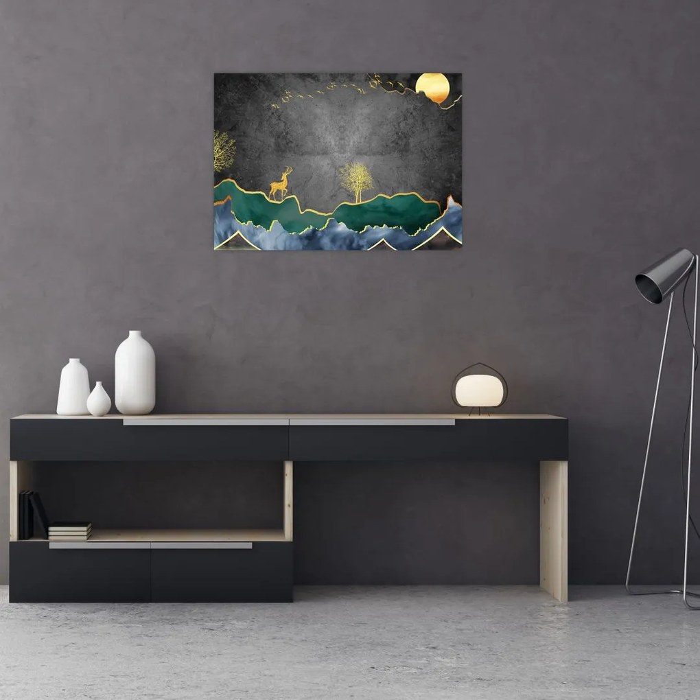 Tablou pe sticlă - Munții (70x50 cm)