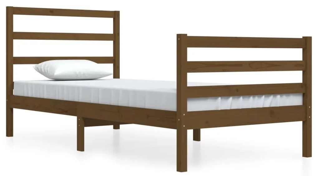3104994 vidaXL Cadru de pat, maro miere, 90x200 cm, lemn masiv de pin