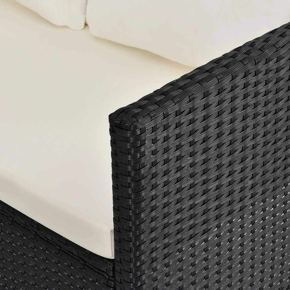 Jusky Set ratan de gradina Manacor - perne negre, albe