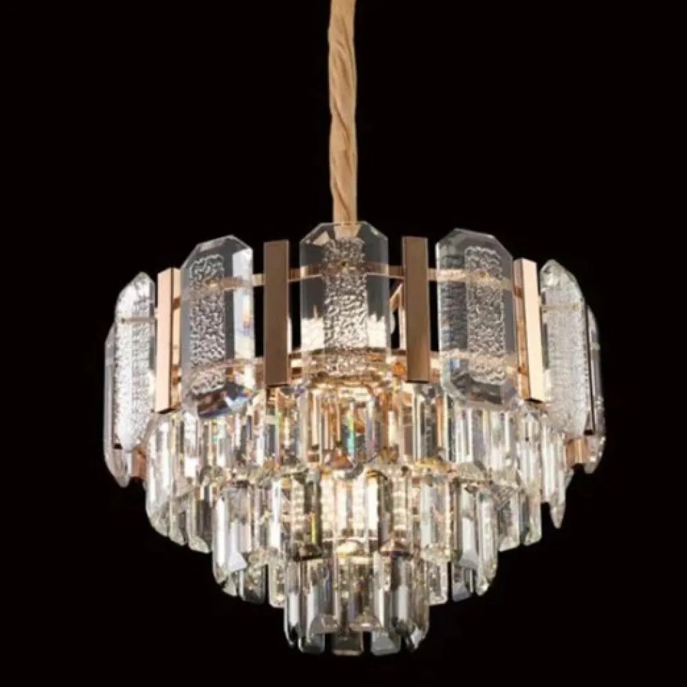 Candelabru Cristal, Elit's EsnH98031-500, 8 X E27, Auriu, 50 cm