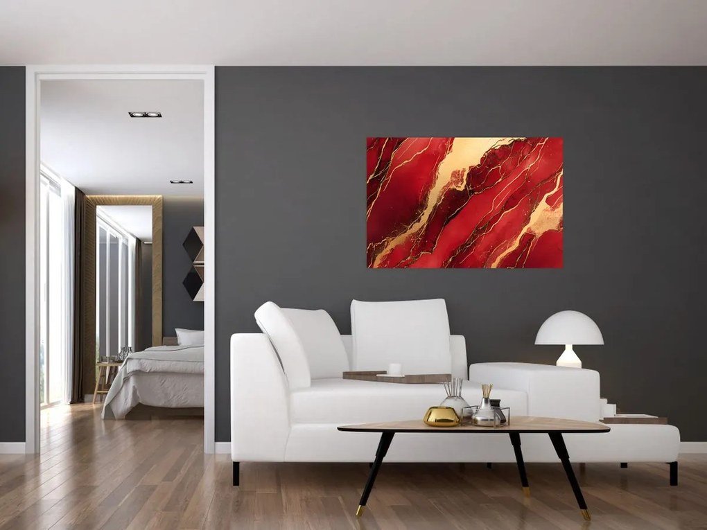 Tablou - Marmură roșu-auriu (90x60 cm)
