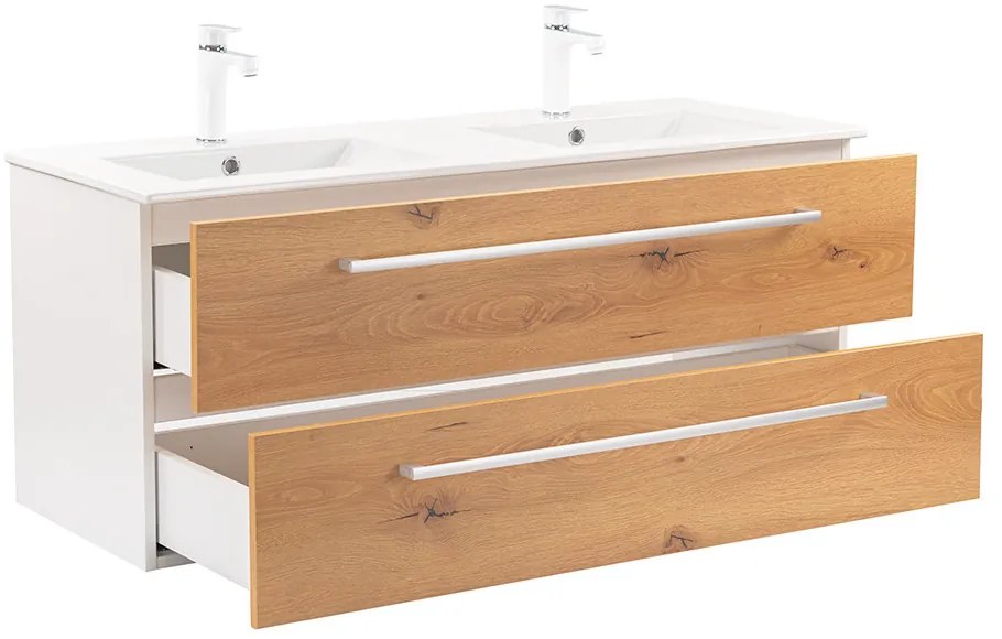 Mobilier complet de baie Vario Clam 120, stejar alb