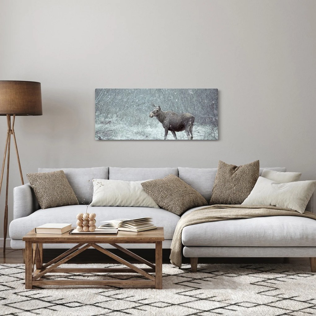 Tablou - Elan într-o pădure înzăpezită (120x50 cm)