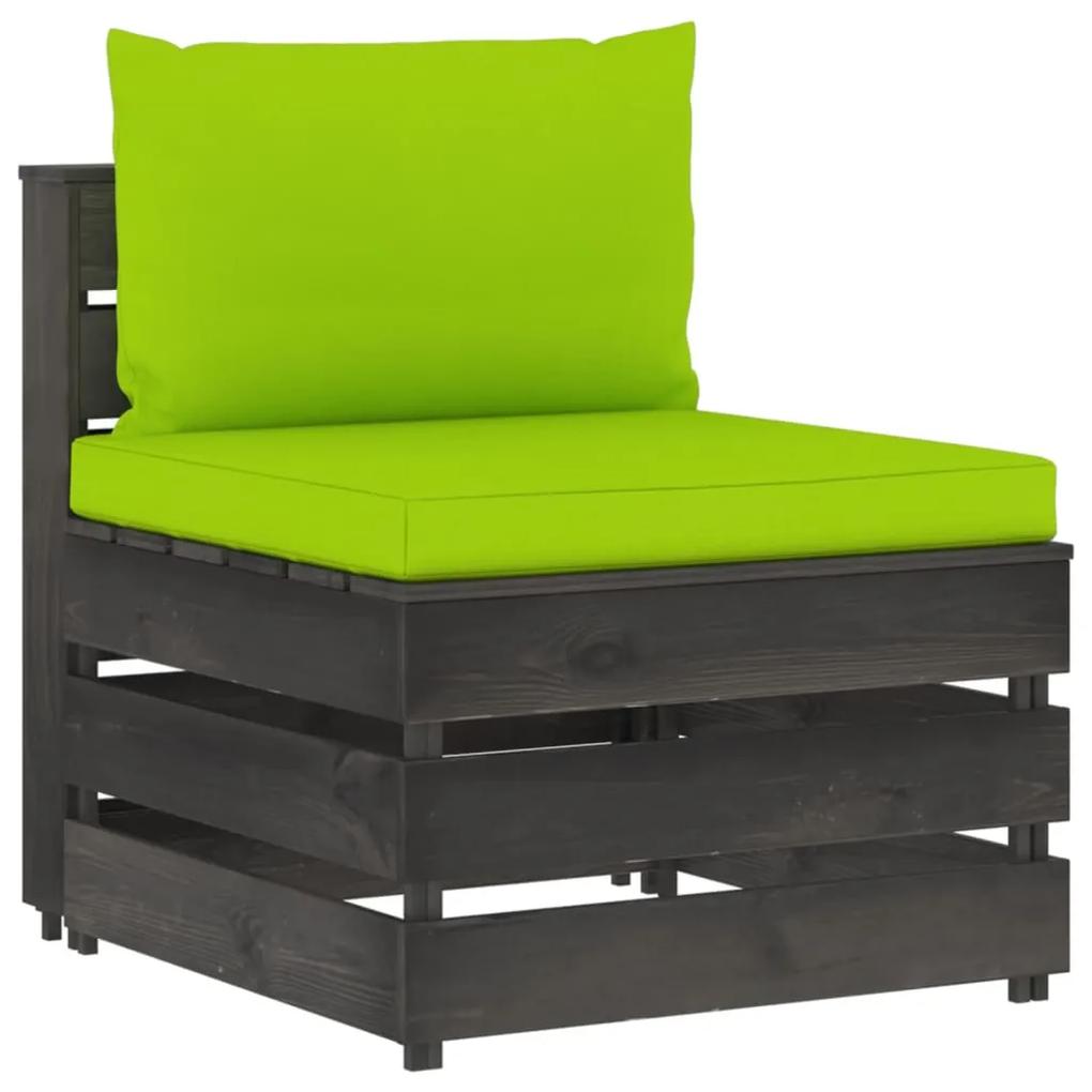 Set mobilier gradina cu perne, 10 piese, gri, lemn tratat bright green and grey, 10