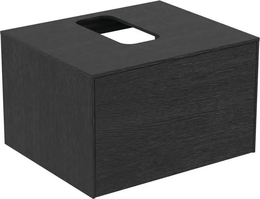 Dulap baza suspendat Ideal Standard Atelier Conca finisaj stejar inchis 1 sertar si blat cu decupaj central 60 cm