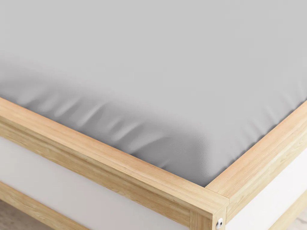Cearsaf din microfibra cu elastic Culoare gri deschis, 180x200 cm