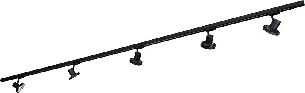 Sistem modern de iluminat pe șine trifazic cu 5 spoturi GU10 negre 111 mm stânga - Jeany trifazic