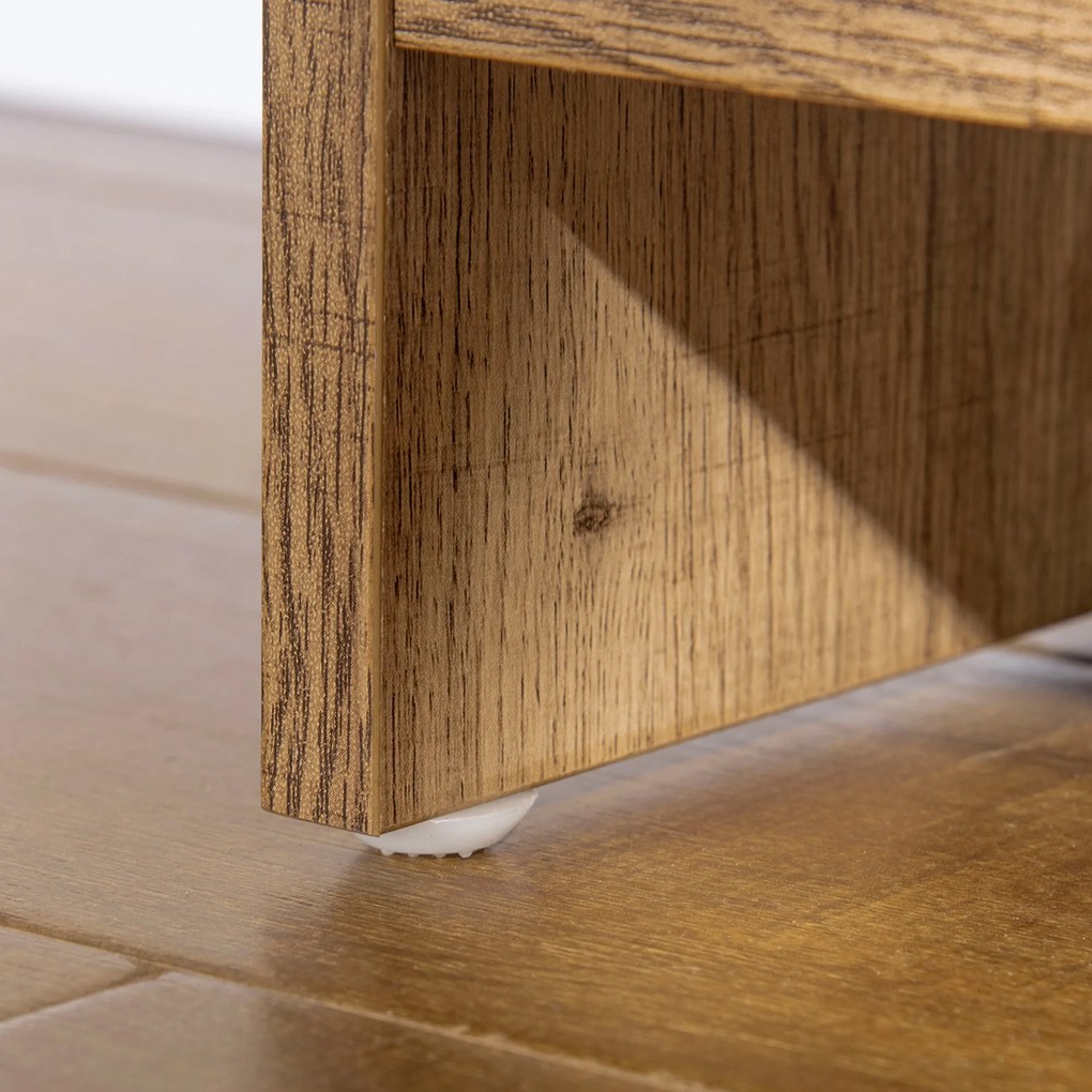 HOMCOM Comodă TV 110 cm, Design Industrial, cu 2 dulapuri, 2 nișe, 2 orificii pentru cabluri, Aspect lemn cu vene, Uși metal negre | Aosom Romania