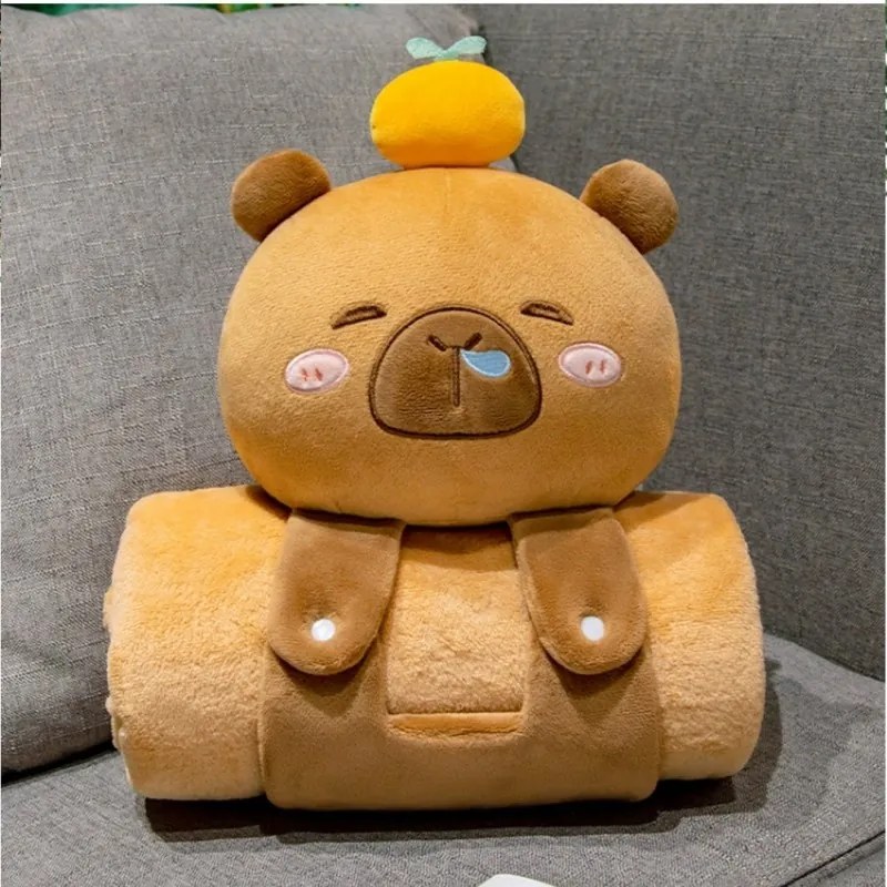 Set 2 în 1, pătură moale cu pernă Capybara, XL, 100x170 cm, eCarla, KOC20