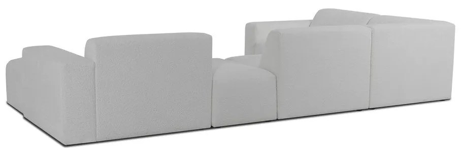 Colțar alb cu tapițerie din stofă bouclé (în formă de "U") Roxy – Scandic