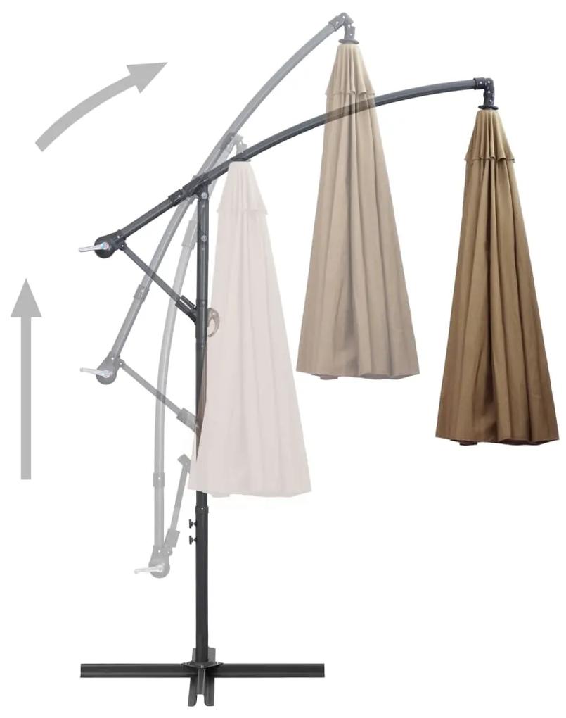 Umbrela de soare suspendata, gri taupe, 3 m, stalp de aluminiu Gri taupe